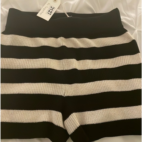 By Together Pants - By Together Striped Crochet Shorts Black/White NWT